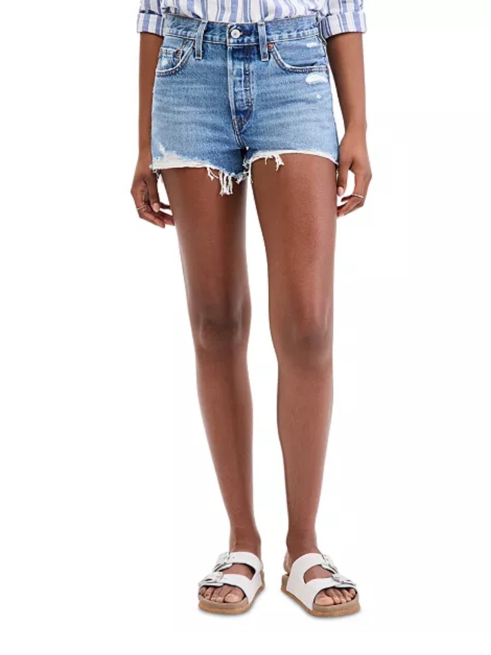 Levi's 501® Button Fly High-Rise Denim Shorts -Dark Blue